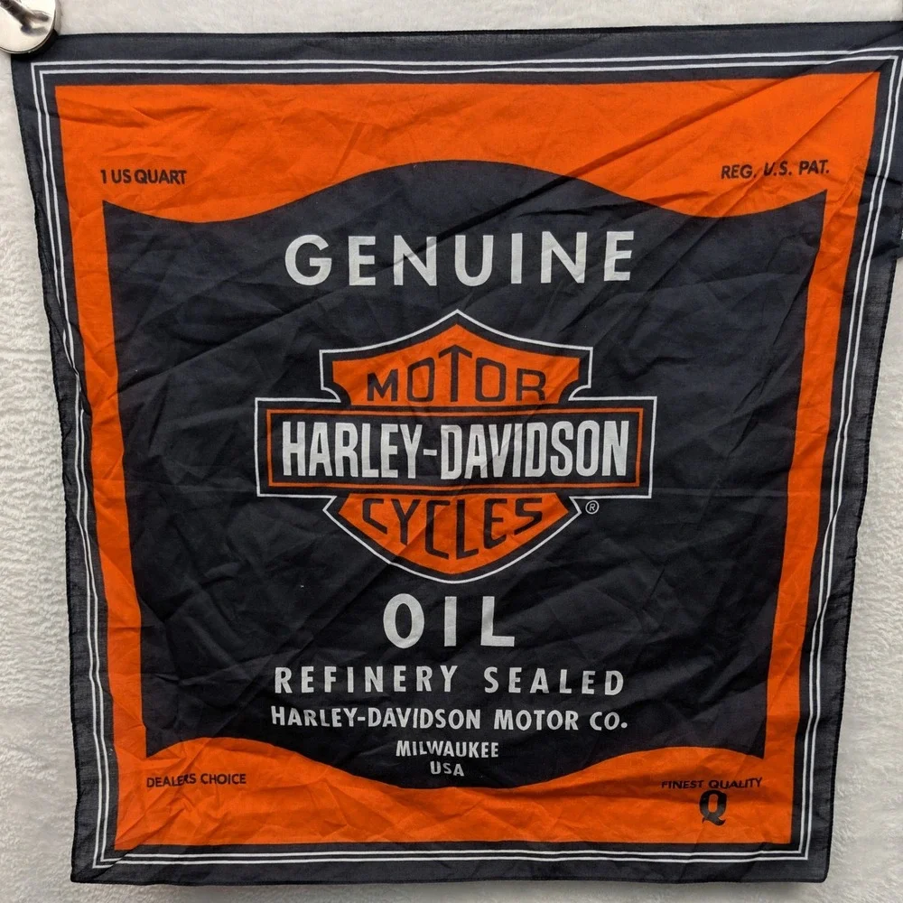 NWT VTG Harley-Davidson Bandana Mens OS Orange Black Genuine Motor Oil Biker Y2K